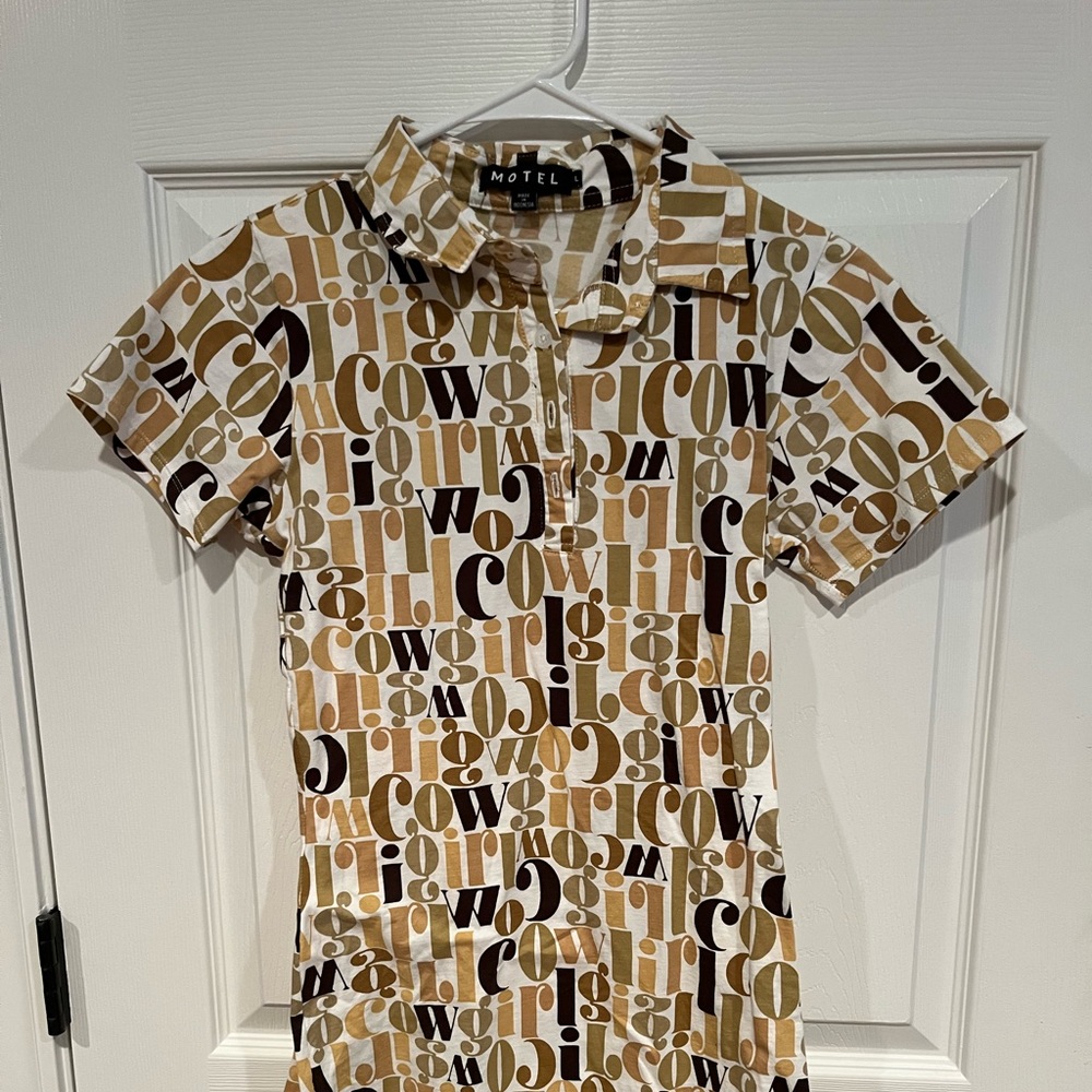 “Cowgirl” print dress in browns/tans